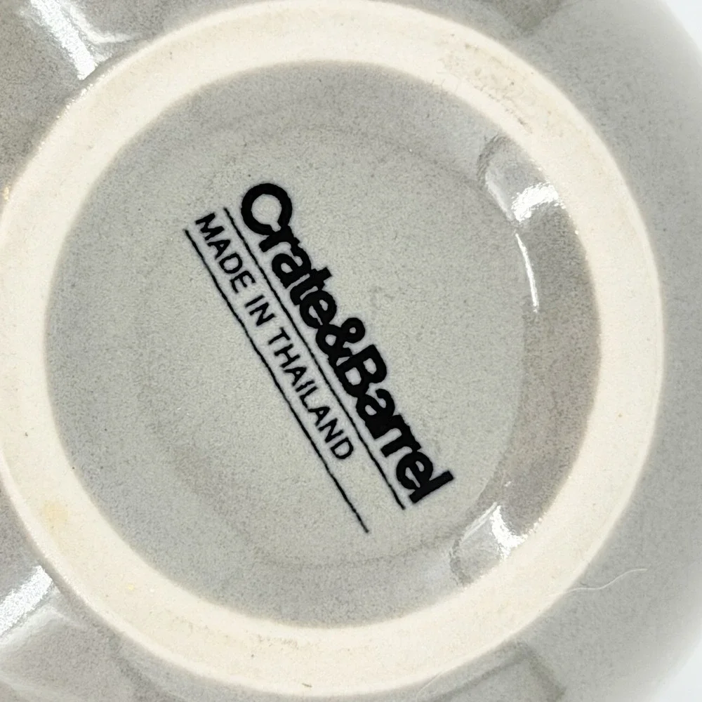 Crate & Barrel Camden Gray Stoneware Coffee Mug Cup‎ Retired Thailand 3.5